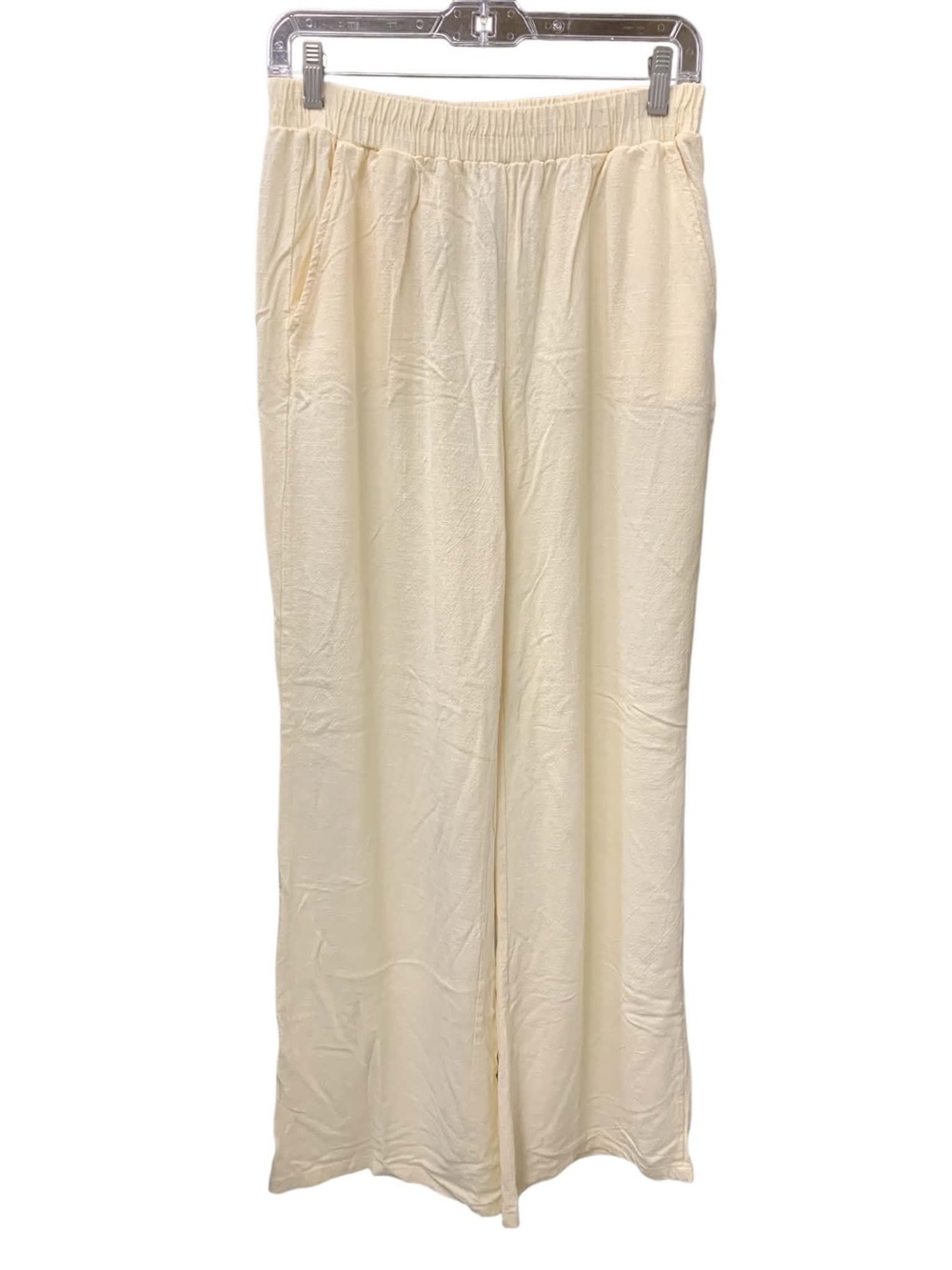 Zylioo Cream Elastic-Waist Wide-Leg Joggers Size M